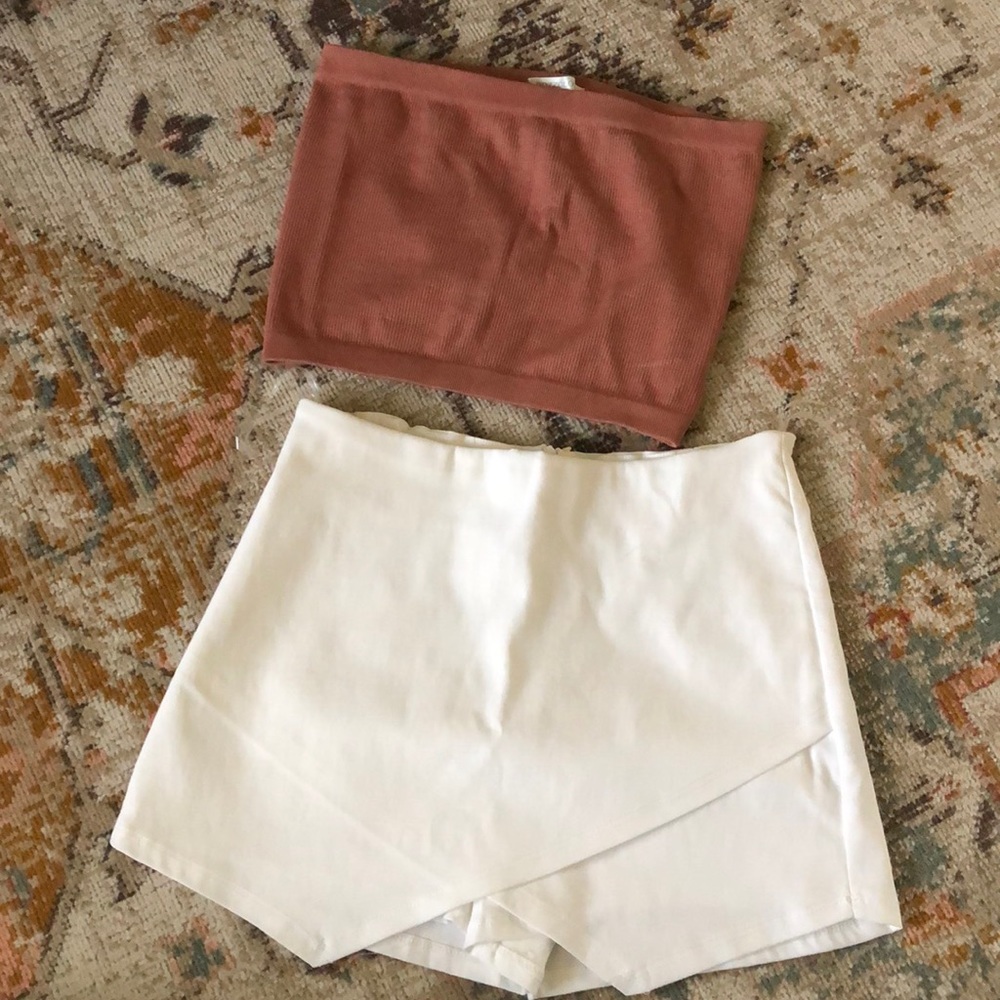 NWT White envelope skort